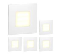 ledscom.de Lot de 5 lampes LED d'escalier/appliques murales encastrables FEX pour l'intérieur et l'extérieur, de forme carrée, 85 x 85 mm, blanc chaud