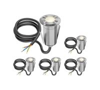ledscom.de Lot de 5 luminaires LED encastrés au sol GLOX pour l'extérieur, IP67, aluminium, ronds, Ø 35 mm, blanc chaud, mat