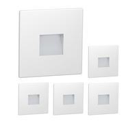 ledscom.de Lot de 5 luminaires LED pour escalier/encastrés muraux FOW pour l'intérieur et l'extérieur, downlight, rectangulaires, 85 x 85 mm, blanc chaud
