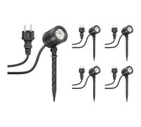 ledscom.de Lot de 5 petits projecteurs LED de jardin avec piquet TARL pour l'extérieur, IP65, prise, noir, 4,3 W, 340 lm, blanc chaud