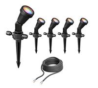 ledscom.de Lot de 5 projecteurs de jardin avec piquet de terre PIRK, pour l'extérieur, IP44, noir, y compris Smart Home RGBW GU10 LEDs 473lm chacun