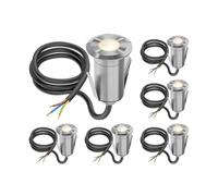 ledscom.de Lot de 6 luminaires LED encastrés au sol GLOX pour l'extérieur, IP67, aluminium, ronds, Ø 35 mm, blanc chaud, mat