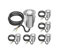 ledscom.de Lot de 6 luminaires LED encastrés au sol GLOX pour l'extérieur, IP67, aluminium, ronds, Ø 35 mm, blancs, mats