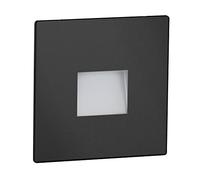 ledscom.de Lumière d'escalier LED/lampe encastrée dans le mur FOW pour l'intérieur et l'extérieur, downlight, rectangulaire, noir, 85 x 85mm, blanc chaud