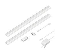 ledscom.de Luminaire d'agencement LED SIRIS blanc mat avec variateur tactile, plat, 50cm chacun, 655lm chacun, blanc, 2er Set