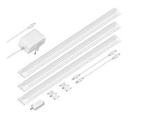 ledscom.de Luminaire d'agencement LED SIRIS blanc mat avec variateur tactile, plat, 50cm chacun, 655lm chacun, blanc, 3er Set