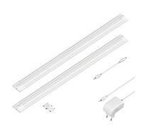 ledscom.de Luminaire d'agencement LED SIRIS blanc mat, plat, 50cm chacun, 655lm chacun, blanc, 2er Set