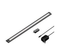 ledscom.de Luminaire d'agencement LED SIRIS noir mat avec bloc d'alimentation et variateur tactile, plat, 50cm, 655lm, blanc