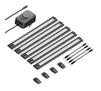 ledscom.de Luminaire d'agencement LED SIRIS noir mat, plat, 30cm, 368lm chacun, blanc chaud, 5er Set