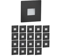 ledscom.de Luminaire d'escalier/encastré mural 20 LED FOW pour l'intérieur et l'extérieur, spot encastré, carré, noir, 85 x 85 mm, blanc chaud