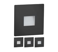 ledscom.de Luminaire d'escalier/encastré mural 4 LED FOW pour l'intérieur et l'extérieur, downlight, carré, noir, 85 x 85 mm, blanc froid