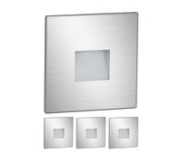 ledscom.de Luminaire d'escalier/encastré mural 4 LED FOW pour l'intérieur et l'extérieur, downlight, carré, acier inoxydable, 85 x 85 mm, blanc chaud