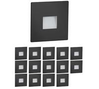 ledscom.de Luminaire d'escalier/encastré mural à 15 LED FOW pour l'intérieur et l'extérieur, downlight, rectangulaire, noir, 85 x 85 mm, blanc froid