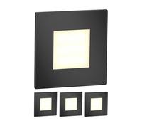 ledscom.de : 4 spots LED pour escaliers/appliques murales FEX, pour intérieur et extérieur, carrés, noirs, 85 x 85 mm, lumière blanc chaud – Noir / Couleur de la lumière : Blanc chaud, Quantité : 4 pi