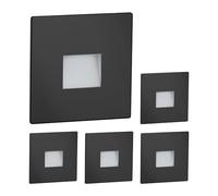 ledscom.de Luminaire d'escalier/encastré mural à 5 LED FOW pour l'intérieur et l'extérieur, spot encastré, rectangulaire, noir, 85 x 85 mm, blanc chaud