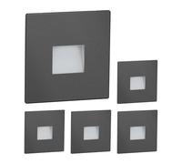 ledscom.de Luminaire d'escalier/encastré mural à 5 LED FOW pour l'intérieur et l'extérieur, spot encastré, rectangulaire, anthracite, 85 x 85 mm, blanc froid