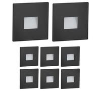 ledscom.de Luminaire d'escalier/encastré mural à 8 LED FOW pour l'intérieur et l'extérieur, downlight, carré, noir, 85 x 85 mm, blanc chaud