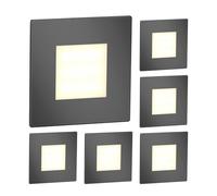 ledscom.de Luminaire d'escalier/encastré mural FEX à 6 LED pour l'intérieur et l'extérieur, de forme carrée, anthracite, 85 x 85 mm, blanc chaud