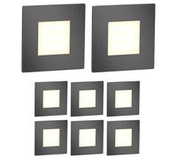 ledscom.de Luminaire d'escalier/encastré mural FEX à 8 LED pour l'intérieur et l'extérieur, de forme carrée, anthracite, 85 x 85 mm, blanc chaud