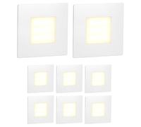 ledscom.de Luminaire d'escalier/encastré mural FEX à 8 LED pour l'intérieur et l'extérieur, de forme carrée, 85 x 85 mm, blanc chaud