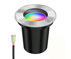 ledscom.de Luminaire encastré dans le sol BOLI pour l'extérieur acier inoxydable rond IP67 108mm Ø incl. Smart Home lampe LED RGBW GU10, 5,41W, 473lm