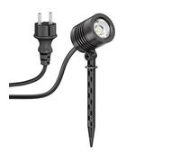 ledscom.de Petit projecteur de jardin LED avec piquet de terre TARL pour l'extérieur, IP65, fiche, noir, 4,3 W, 340lm, blanc chaud