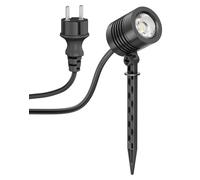ledscom.de Petit projecteur LED pour jardin avec pique à planter, pour une utilisation extérieure, indice de protection IP65, avec prise, couleur noire, 4,1 W, 351 lm, lumière blanche froide