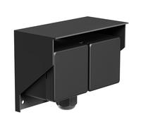 ledscom.de Prise de courant extérieure/humide PIWI, en saillie, IP44, 2x Schuko, 16A/230V, acier inoxydable, plastique, noir, horizontale