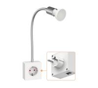 ledscom.de Prise de courant LESCH Lampe de lecture, chromée/blanche in mpoule LED GU10 5,8W, 500lm, variateur à 3 niveaux, blanc chaud