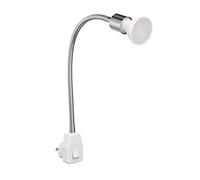 ledscom.de Prise de courant LESCH Lampe de lecture col de cygne, interrupteur, chrome incl. ampoule LED GU10 4,888W 450lm 100° blanc