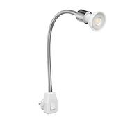 ledscom.de Prise de courant LESCH Lampe de lecture col de cygne, interrupteur, chrome in mpoule LED GU10 réflecteur 5,558W 535lm 30° blanc