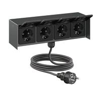 ledscom.de Prise extérieure de jardin STEDDA, câble de 5 m, IP44, 4 prises | Edelstahl, anthrazit, waagerecht, für Garten, Terrasse und Außenbereich geeignet