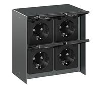 ledscom.de Prise extérieure quadruple STEDDA, IP44, acier inoxydable anthracite carré, prises pour le jardin, la terrasse et l'extérieur
