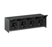 ledscom.de Prise extérieure quadruple STEDDA, IP44, acier inoxydable anthracite horizontal, prises pour jardin, terrasse et extérieur