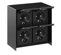 ledscom.de Prise extérieure quadruple STEDDA, IP44, acier inoxydable noir carré, prises pour jardin, terrasse et extérieur