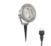 ledscom.de Projecteur de jardin à LED BULA avec piquet de terre pour l'extérieur, acier inoxydable, sans ampoule.