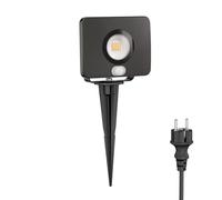 ledscom.de Projecteur de jardin LED Wega avec piquet de terre pour l'extérieur avec détecteur de mouvement, noir 10,837W 944lm blanc chaud