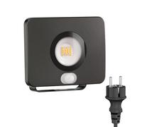 ledscom.de Projecteur de jardin LED WEGA pour l'extérieur, IP44, détecteur de mouvement, prise, noir, 11,9 W, 880lm, blanc