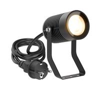 ledscom.de Projecteur de jardin SHINGA pour l'extérieur, IP65, fiche, noir, ampoule LED GU10 1103lm, blanc chaud incluse