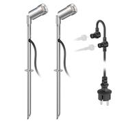 ledscom.de : Projecteurs d'extérieur LED Spico avec pique à installer dans le sol, classe IP44, 105 lumens, lumière blanc chaud, lot de 2 – Spico / Aluminium / Couleur de la lumière : blanc chaud