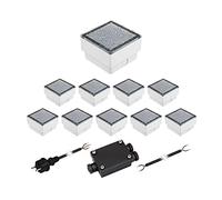 ledscom.de Set de 10 pavés LED CUS Lampe de sol pour l'extérieur, bleu, IP67, 230V, 10x10cm
