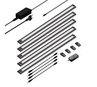 ledscom.de Set de 5 lampes LED sous châssis SIRIS noir mat avec variateur tactile, plat, 50cm chacun, 531lm chacun, blanc chaud