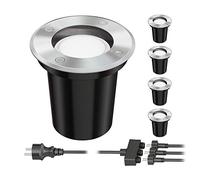 ledscom.de Spot encastré dans le sol BOJA pour l'extérieur inox rond IP67 108mm Ø in U5.3 LED (blanc chaud, 28,49W, 430lm chacun, 100°) 5er Set