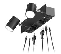 ledscom.de Spot mural WAIKA, 2 flammes, noir, prises de courant, USB-C, USB-A, ampoules LED GU10 incluses, variateur à 3 niveaux, 609lm chacune, blanc