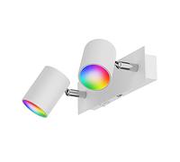 ledscom.de Spot mural WAIKA, à deux flammes, avec interrupteur, blanc mat, incl. Smart Home lampes LED RGBW GU10 473lm chacune