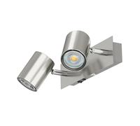 ledscom.de Spot mural WAIKA, à deux flammes, avec interrupteur, inox mat, incl. LED GU10 (blanc chaud, 7,6W chacun, 1103lm, 33°)