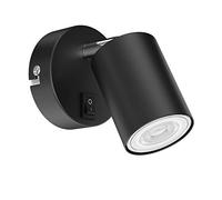 ledscom.de Spot mural WAIKA, à une flamme, avec interrupteur, GU10, noir mat, ampoule GU10 LED incluse (blanc, 5,3W, 504lm, 44°)