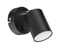 ledscom.de Spot mural WAIKA avec interrupteur noir mat + ampoule LED GU10 blanche 3 niveaux de gradation : max. 609lm chacun