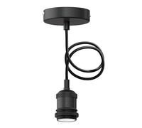 ledscom.de Suspension/lampe à suspendre RETRA, câble textile, noir mat, 1x E27 max. 60W