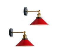 LEDSone Abat-jour en métal de style rétro industriel Applique murale à angle réglable E27 applique murale à base d'ampoule pour cuisine, salon, chambre, restaurant, couloir, café, bar (rouge)